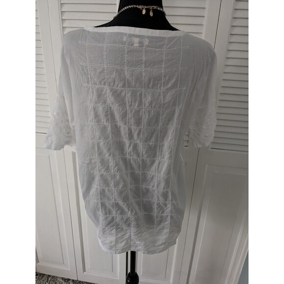 Madewell Broadway & Broome Top Women's S White Cotton Blouse Cottagecore Crochet - Picture 9 of 13
